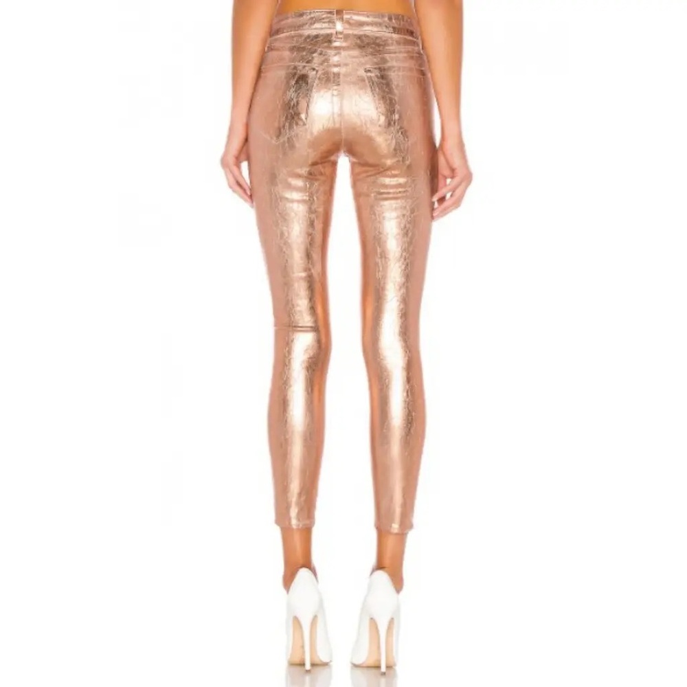 L’AGENCE Margot rose gold skinny high rise metallic pants size 24 - Picture 8 of 17